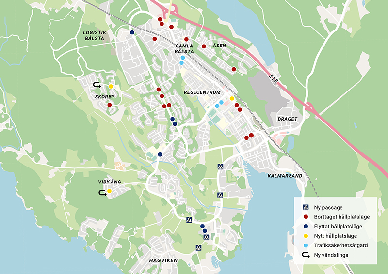 Karta Bålsta infrastruktur busslinjenät