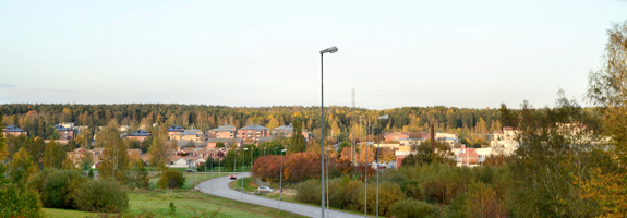 Bild över bebyggelse och väg i Bålsta