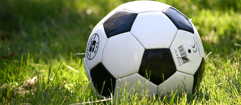 En fotboll på grönt gräs