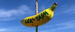 En banan med texten Lek-tajm