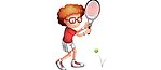 Illustration med flicka som spelar tennis
